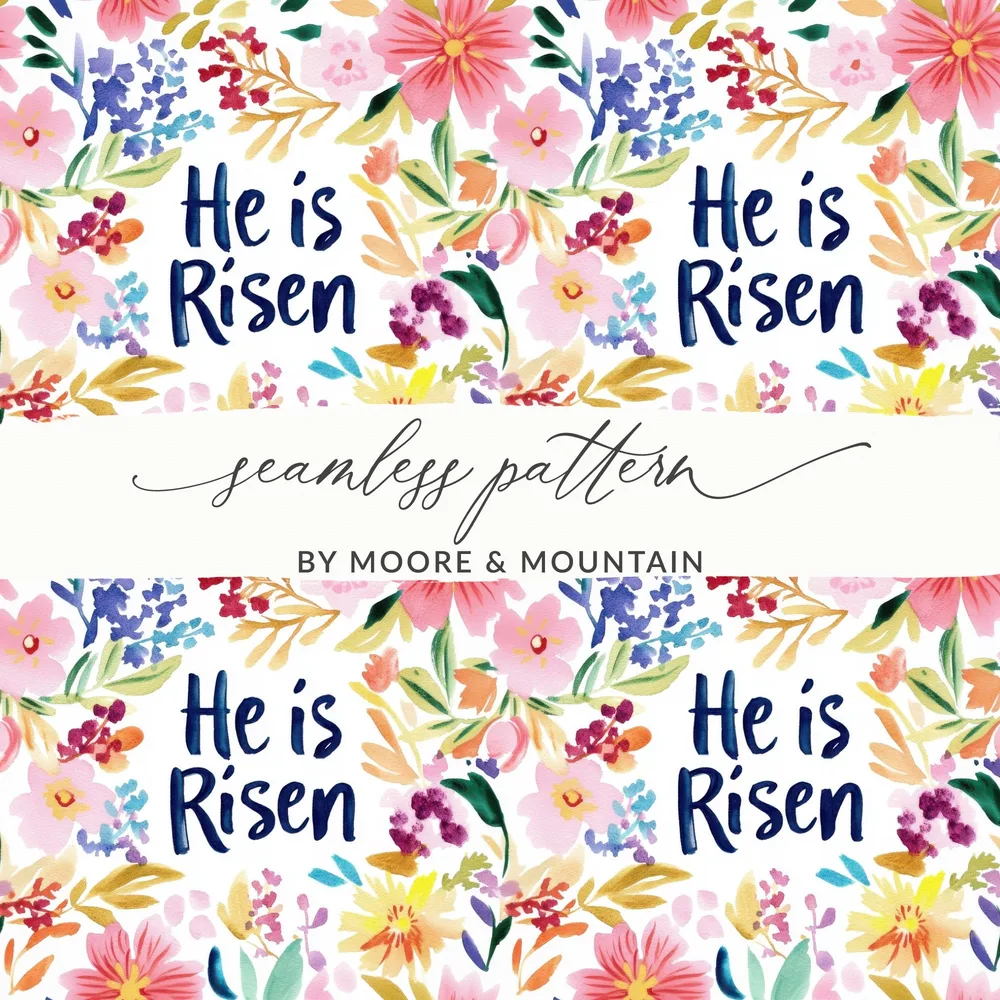 He Is Risen Seamless Pattern Floral Design