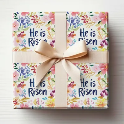 He Is Risen Floral Design Gift Wrap Paper Sheets