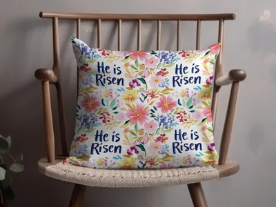 He is Risen Floral Pattern Pillow Home Decor