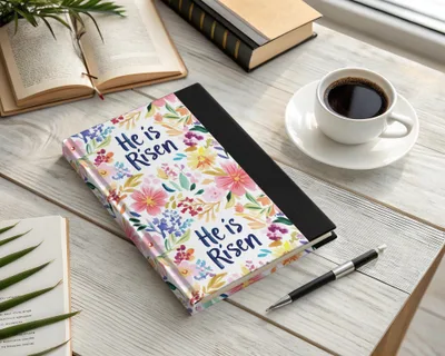 Colorful Floral He is Risen Design Inspirational Notebook