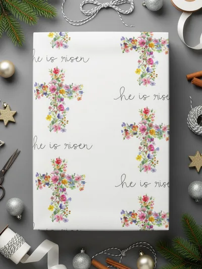 He Is Risen Digital Seamless Pattern, Floral Cross, Easter Printable, Watercolor Pattern, Church Digital Paper, Religious Design - Moore and Mountain