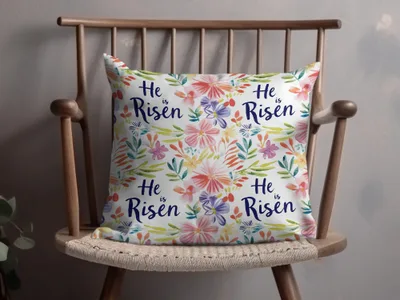He Is Risen Floral Print Throw Pillow Decor