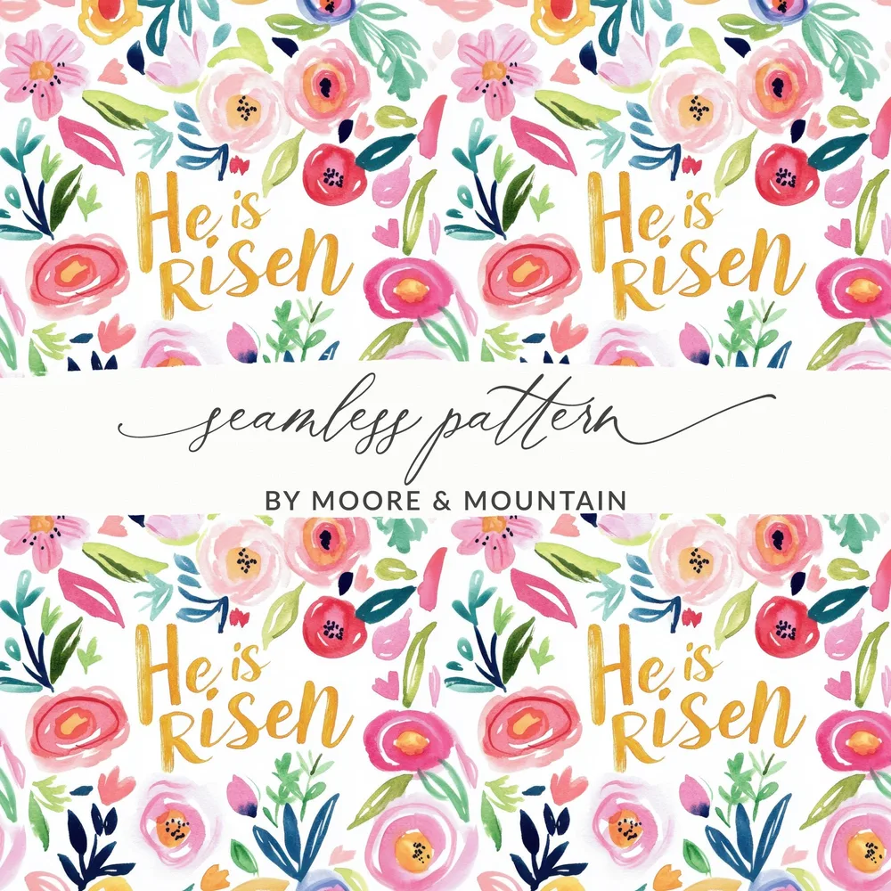 Colorful He Is Risen Floral Seamless Pattern Design