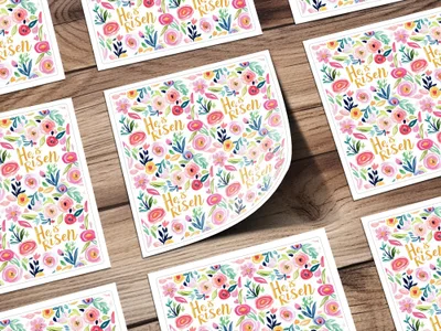 Vibrant Floral He Is Risen Design Greeting Cards