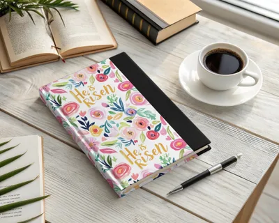 He's Risen Floral Cover Christian Notebook for Daily Journaling