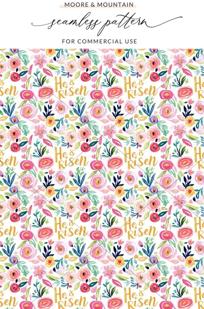 He Is Risen Floral Seamless Pattern Design