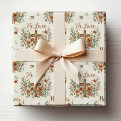 He Lives Floral Cross Easter Spring Christian product type