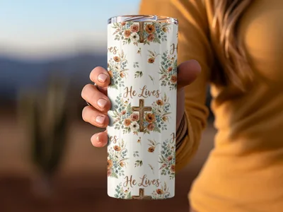 He Lives Floral Cross Print Tumbler Drink Container product type
Tumbler
He Lives
Cross design
Floral pattern
Christian faith
Religious item
Inspirational gift
Resurrection art
Easter decor
Drinkware
Beverage container
Spiritual theme
Brown cross
Flower print
Portable drinkware
Travel cup
Reusable tumbler
God message
Christ centered
Hope symbol