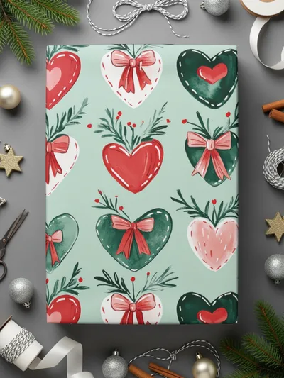 Heart Bow Seamless Pattern, Watercolor Hearts Digital Paper, Romantic Repeat Pattern, Valentine Fabric Design, Commercial Use Pattern - Moore and Mountain