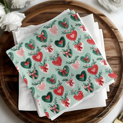 Heart Bow Seamless Pattern, Watercolor Hearts Digital Paper, Romantic Repeat Pattern, Valentine Fabric Design, Commercial Use Pattern - Moore and Mountain