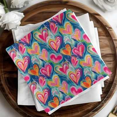 Heart Digital Paper, Brushstroke Hearts Pattern, Colorful Heart Seamless Pattern, Digital Background, Digital Product - Moore and Mountain