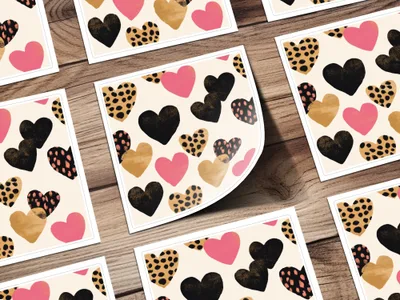Heart Digital Paper, Leopard Print Heart Pattern, Pink Black Gold Hearts Seamless Pattern, Valentine's Day Pattern, Fabric Digital Files - Moore and Mountain