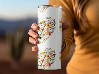 Hearts Made of Watercolor Flowers Seamless Pattern - Moore and Mountain