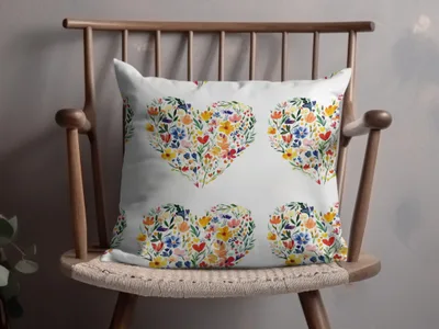 Hearts Made of Watercolor Flowers Seamless Pattern - Moore and Mountain