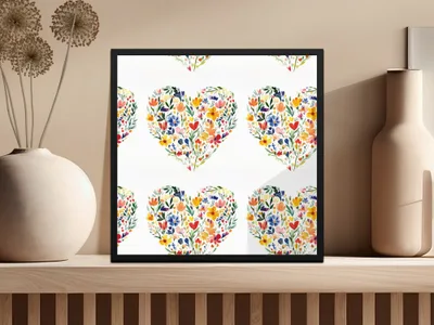 Hearts Made of Watercolor Flowers Seamless Pattern - Moore and Mountain