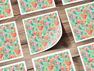 Heart Pattern Digital Paper, Colorful Floral Seamless Pattern, Abstract Heart Digital Product, Painterly Style, Valentine's Day Pattern - Moore and Mountain