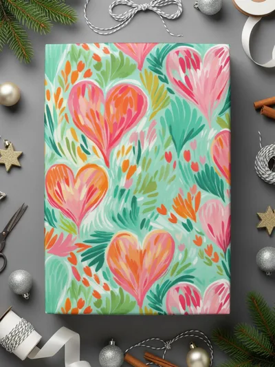 Heart Pattern Digital Paper, Colorful Floral Seamless Pattern, Abstract Heart Digital Product, Painterly Style, Valentine's Day Pattern - Moore and Mountain