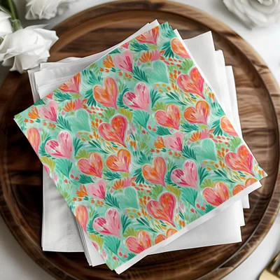 Heart Pattern Digital Paper, Colorful Floral Seamless Pattern, Abstract Heart Digital Product, Painterly Style, Valentine's Day Pattern - Moore and Mountain