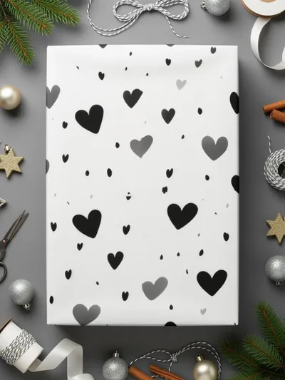 Heart Pattern Digital Paper, Seamless Heart Design, Scrapbook Paper, Valentines Day Background, Heart Vector, Black and White Hearts - Moore and Mountain