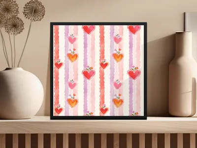 Heart Seamless Pattern Digital, Valentine's Day Hearts, Floral Heart Background, Scrapbook Paper, Fabric Design, Commercial Use Digital - Moore and Mountain