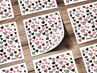 Heart Seamless Pattern, Leopard Cow Print, Digital Paper, Valentine's Day Pattern, Fabric Design, Backgrounds, Scrapbooking - Moore and Mountain