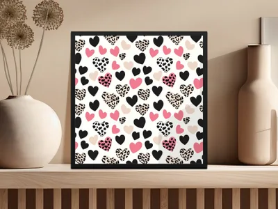 Heart Seamless Pattern, Leopard Cow Print, Digital Paper, Valentine's Day Pattern, Fabric Design, Backgrounds, Scrapbooking - Moore and Mountain