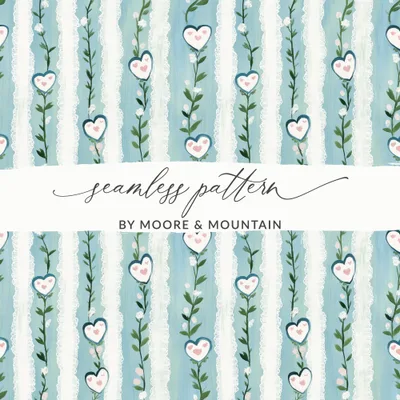 Heart Stripe Digital Paper, Seamless Pattern, Valentines Day Theme, Scrapbooking Paper, Commercial Use, Digital Download