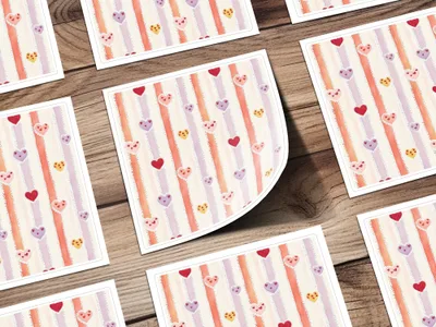 Heart Stripe Seamless Pattern Digital Paper, Valentine's Day Background, Cute Heart Digital Download, Hearts Surface Pattern Design - Moore and Mountain