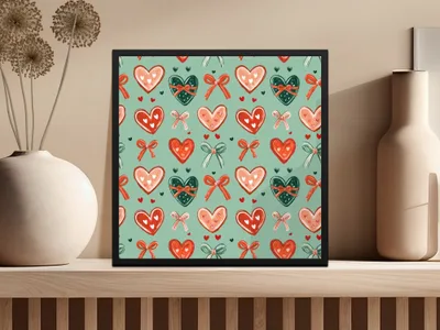 Hearts and Bows Digital Seamless Pattern, Valentine's Day Fabric Design, Cute Repeat Pattern for Commercial Use, Digital Paper Pack - Moore and Mountain