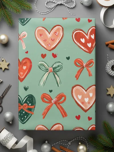 Hearts and Bows Digital Seamless Pattern, Valentine's Day Fabric Design, Cute Repeat Pattern for Commercial Use, Digital Paper Pack - Moore and Mountain