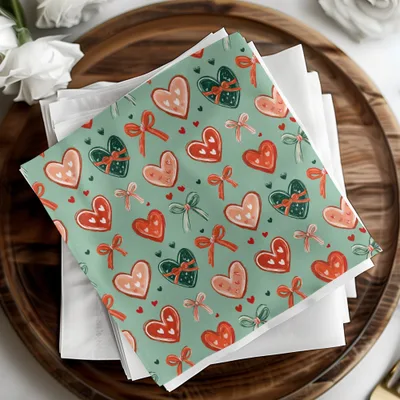 Hearts and Bows Digital Seamless Pattern, Valentine's Day Fabric Design, Cute Repeat Pattern for Commercial Use, Digital Paper Pack - Moore and Mountain