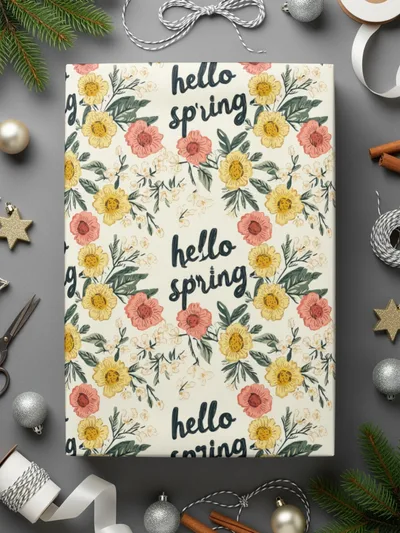 Hello Spring Floral Pattern Digital Paper, Seamless Flower Pattern, Springtime Design, Fabric Design, Digital Download - Moore and Mountain