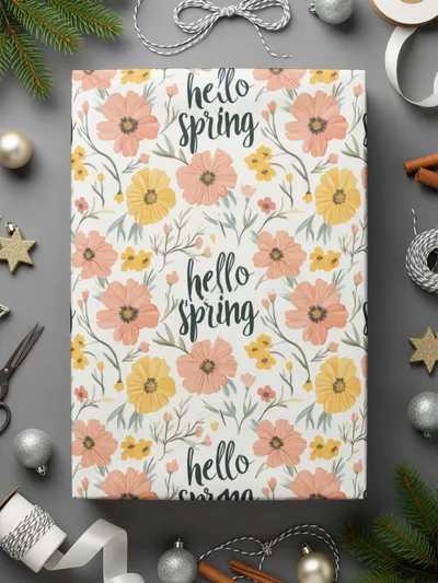 Hello Spring Seamless Pattern Digital Paper, Floral Pattern JPEG File, Spring Flowers Design, Digital Download - Moore and Mountain