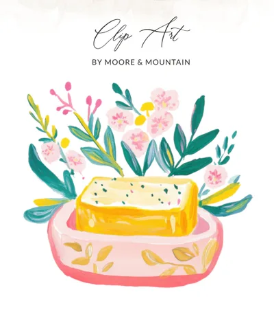 Herbed Butter Floral SVG Clip Art, Preppy Kitchen Digital Download, Whimsical Foodie Home Decor Print, Cottagecore Art Asset
