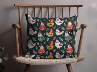 Holiday Roosters Festive Pattern With Santa Hats Digital - Moore and Mountain
