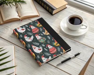 Holiday Roosters Festive Pattern With Santa Hats Digital - Moore and Mountain