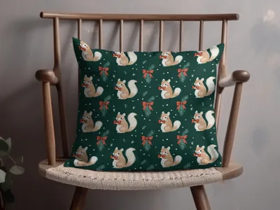 Holiday Squirrels with Bow Ties on Green Background Digital - Moore and Mountain