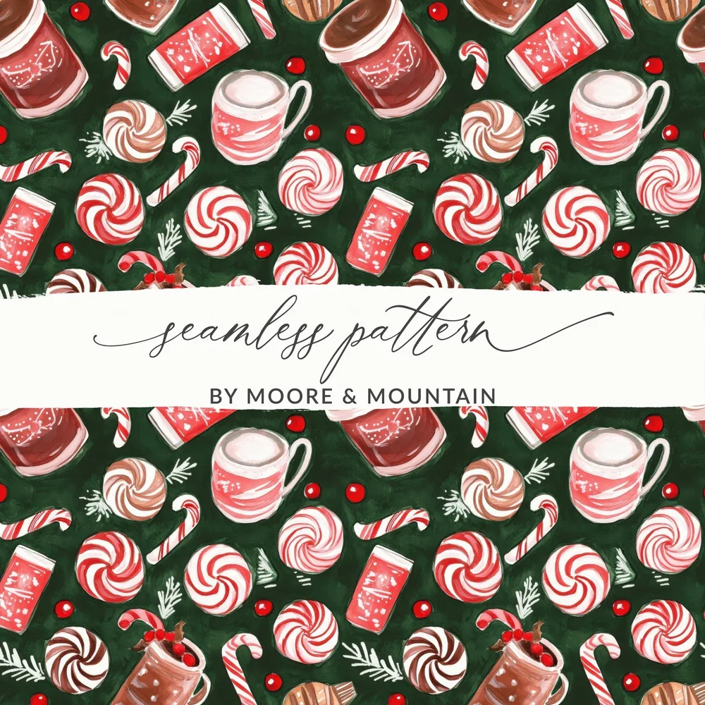 Holiday Treats Pattern Featuring Festive Sweets Digital - Moore and Mountain
