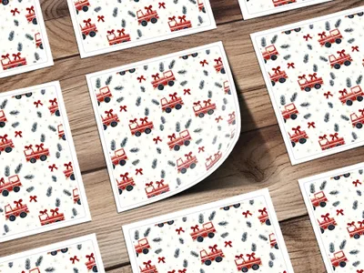 Holiday Truck Seamless Pattern, Christmas Truck Digital Paper, Festive Car Print, Vehicle Repeat Pattern, Winter Design, Christmas Digital - Moore and Mountain