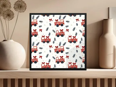 Holiday Truck Seamless Pattern, Christmas Truck Digital Paper, Festive Car Print, Vehicle Repeat Pattern, Winter Design, Christmas Digital - Moore and Mountain