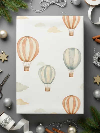 Hot Air Balloon Seamless Pattern, Digital Paper, Kids Room Decor, Watercolor, Scrapbooking, Nursery Art, Balloon Background