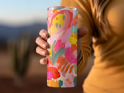 Colorful Abstract Floral Art Insulated Tumbler Cup