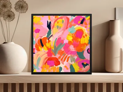 Bright Abstract Floral Art Print for Home Decor