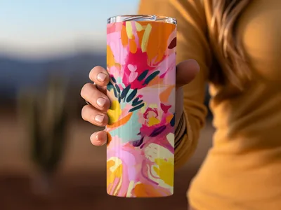 Colorful Abstract Floral Design Insulated Tumbler