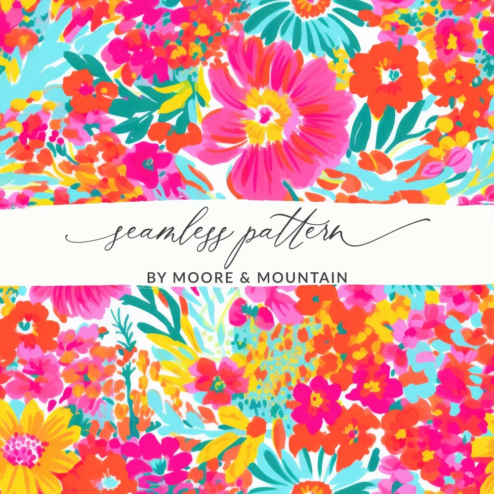 Vibrant Floral Seamless Pattern By Moore Mountain