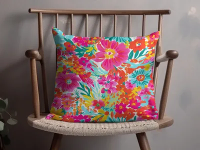 Vibrant Floral Patterned Decorative Pillow for Home Decor