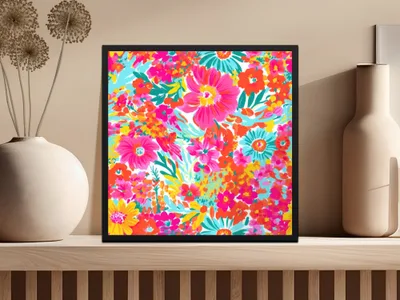 Vibrant Colorful Floral Artwork for Home Decor Wall Art