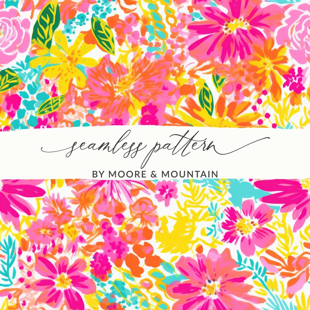 Vibrant Floral Seamless Pattern By Moore & Mountain Design