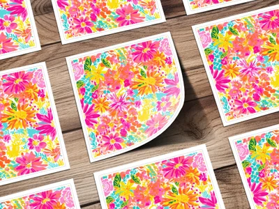 Bright and Colorful Floral Pattern Art Print