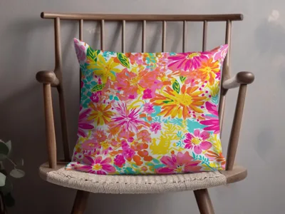 Vibrant Multicolor Floral Decorative Throw Pillow